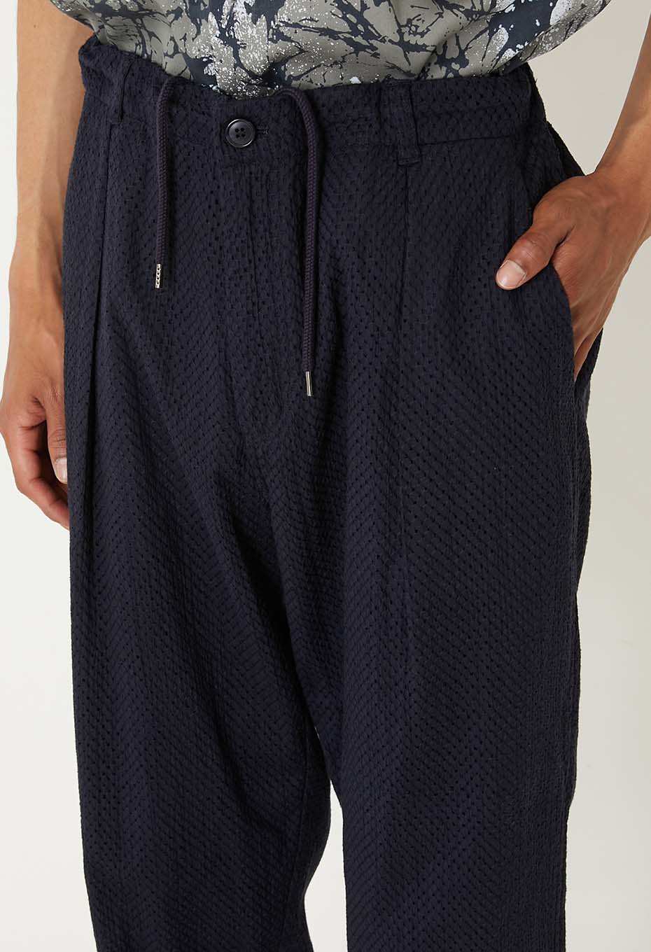 Meyer lace tuck straight pants - DARK NAVY