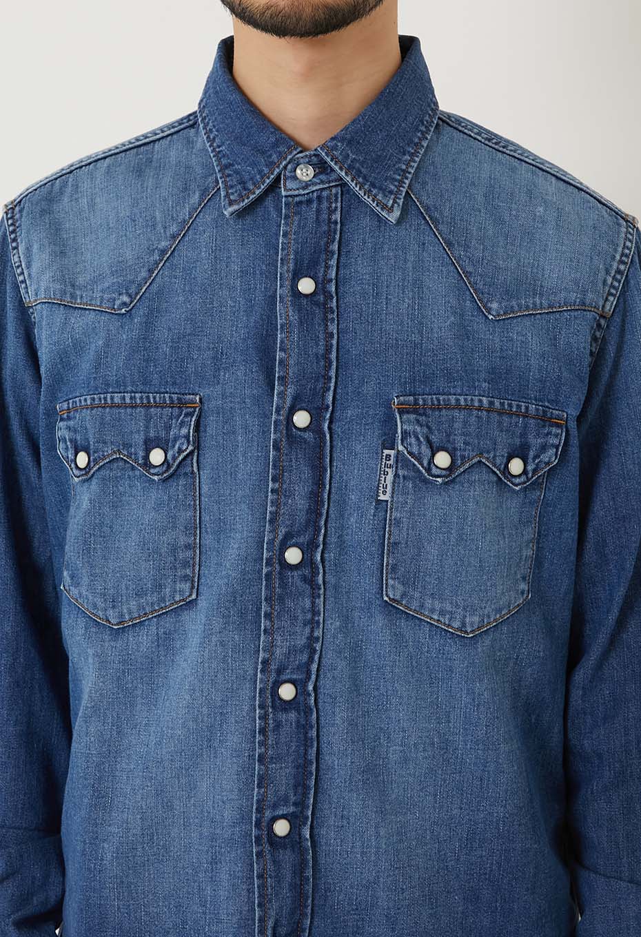 ST814 Light Denim Roper Wash Western Shirt - BLUE