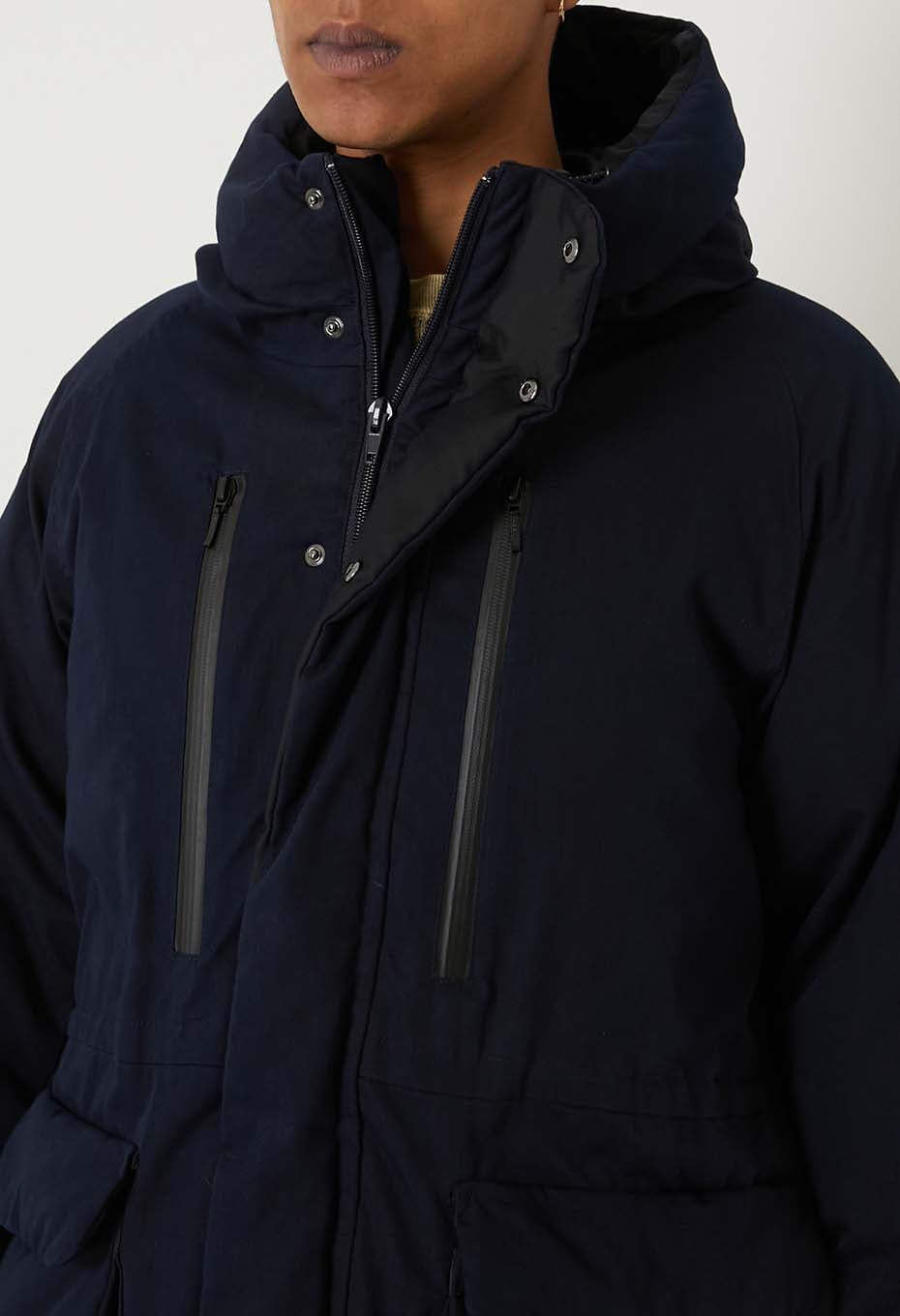Indigo nylon satin recycled down jacket - INDIGO