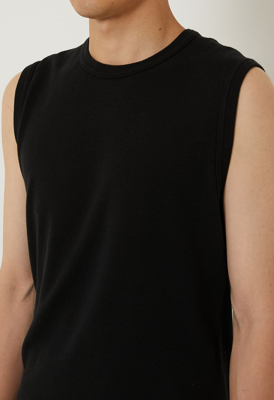 Stretch Fraise Sleeveless T-shirt - BLACK