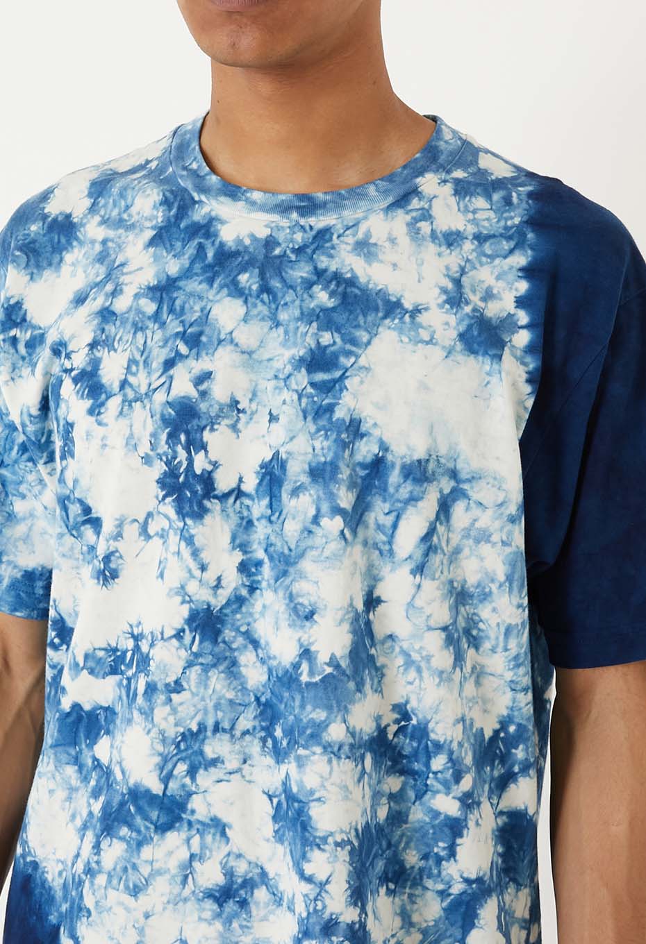 Woven Pure Indigo  Muraku Moshibori short sleeve T-shirt - INDIGO