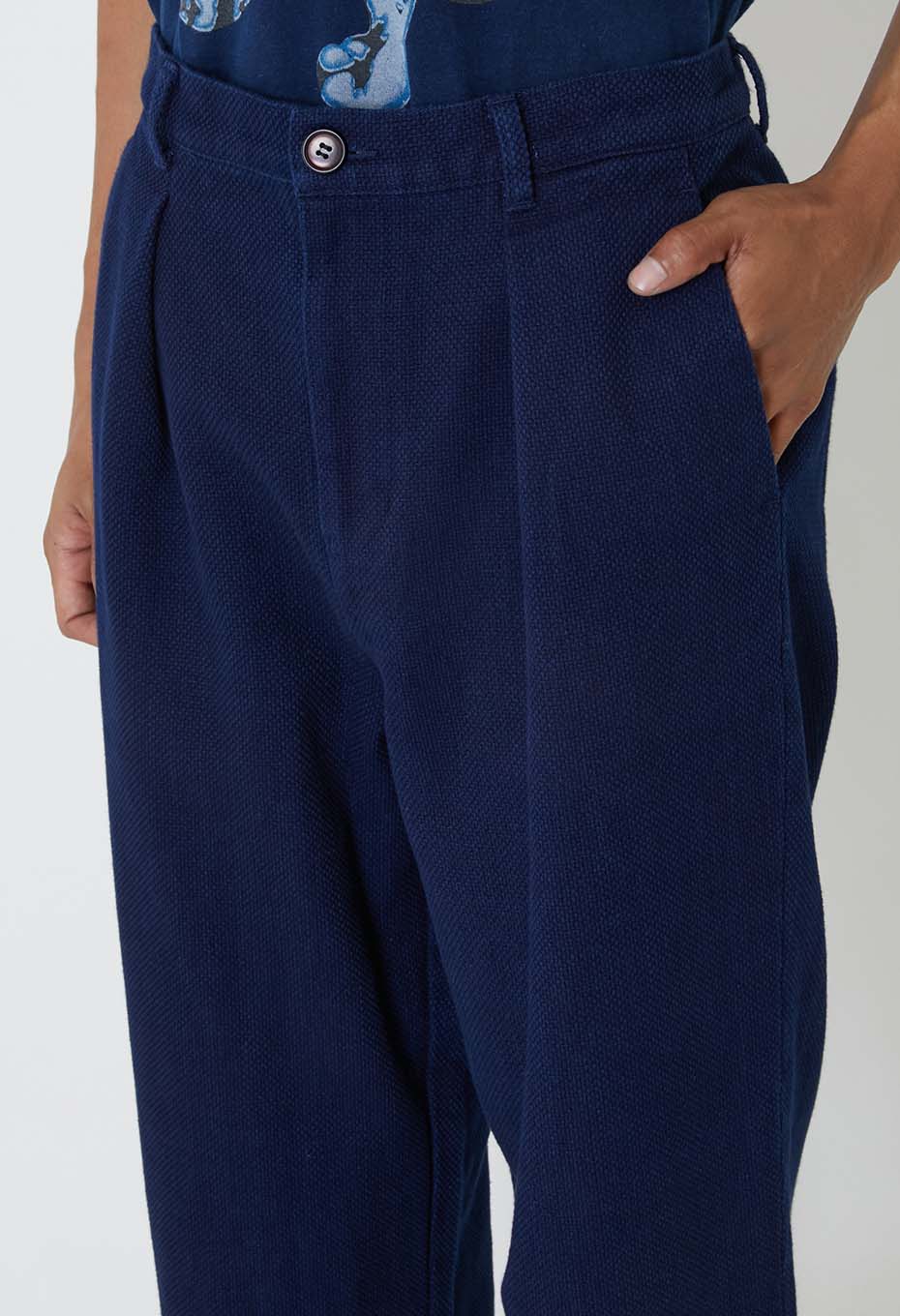 Woven Pure Indigo Nijuorisashiko Trousers - INDIGO