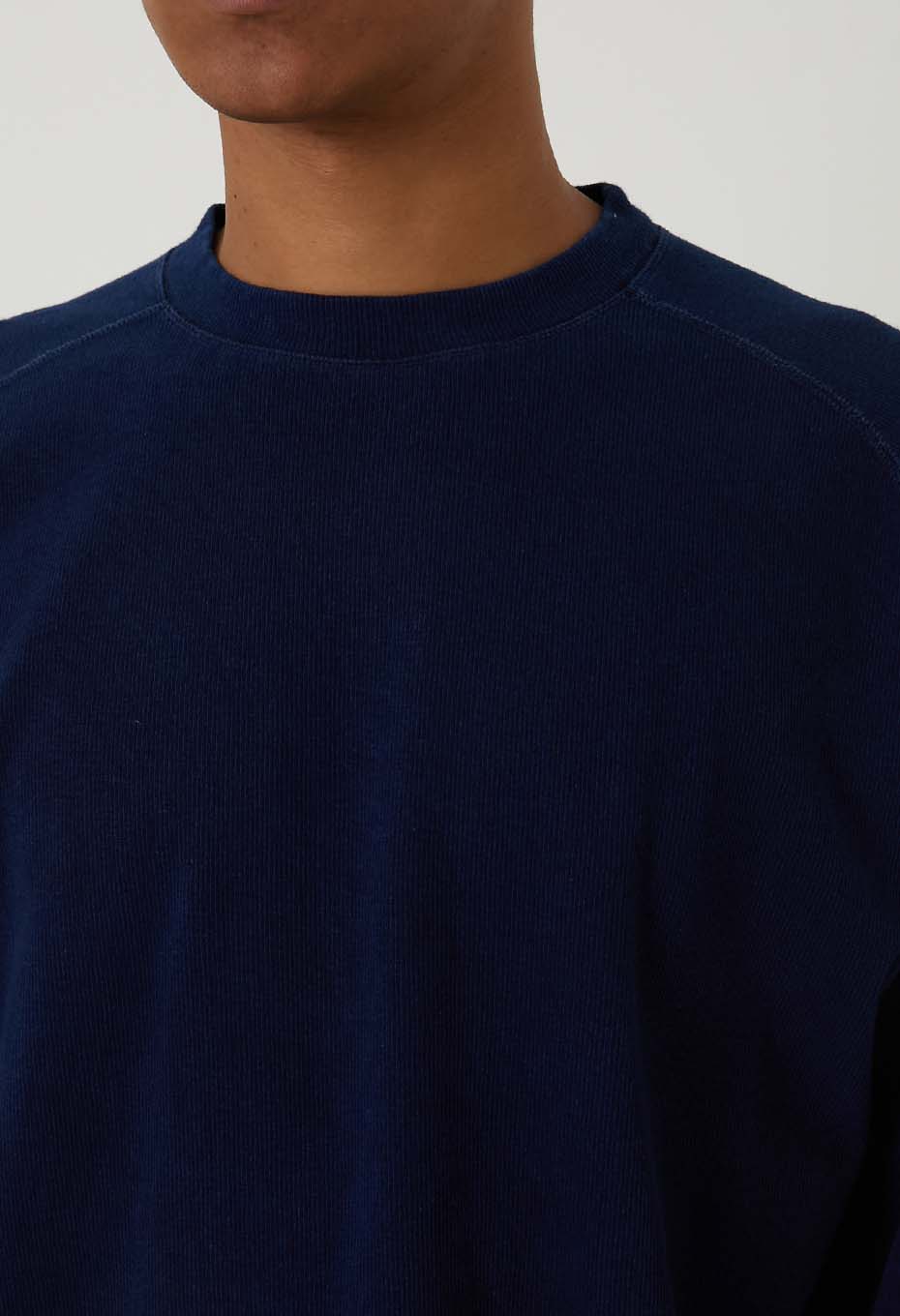 ムライトテレコ テゾメ ニードルステッチ ロングスリーブＴシャツ ユニセックス - INDIGO