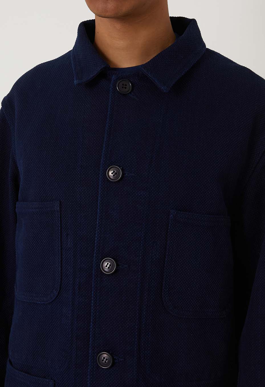 Woven Pure Indigo  Nijuori Sashiko Coverall - INDIGO