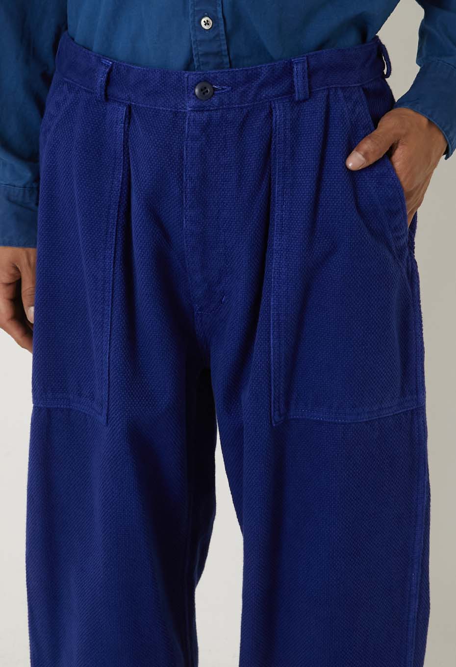Blue Indigo Sashiko Tezome Baker's Pants - INDIGO