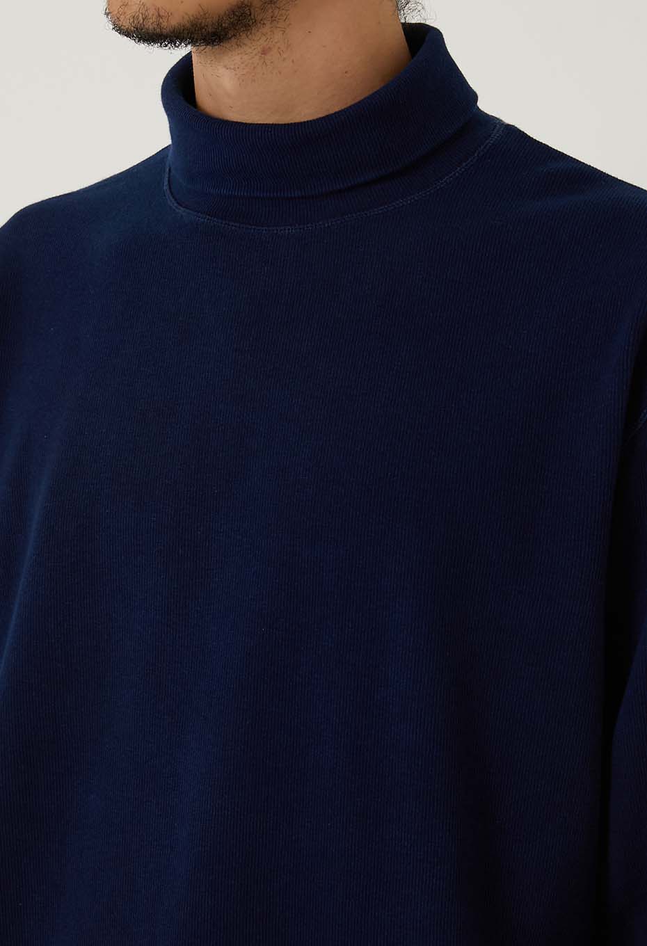 Mullite Teleco Tezome Needle Stitch Turtleneck T-shirt Unisex - INDIGO