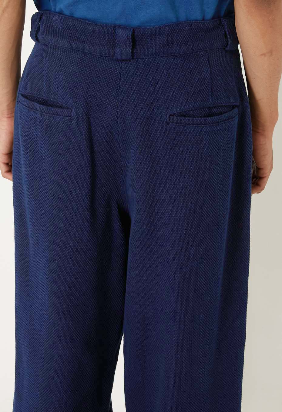 Hongai Light Sashiko Tuck Wide Pants - INDIGO