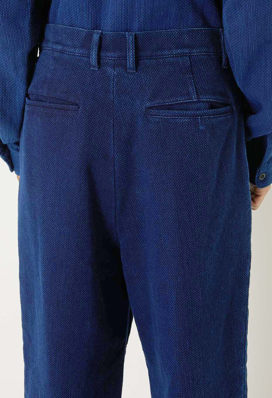 Woven Pure Indigo Light Sashiko Trousers - INDIGO
