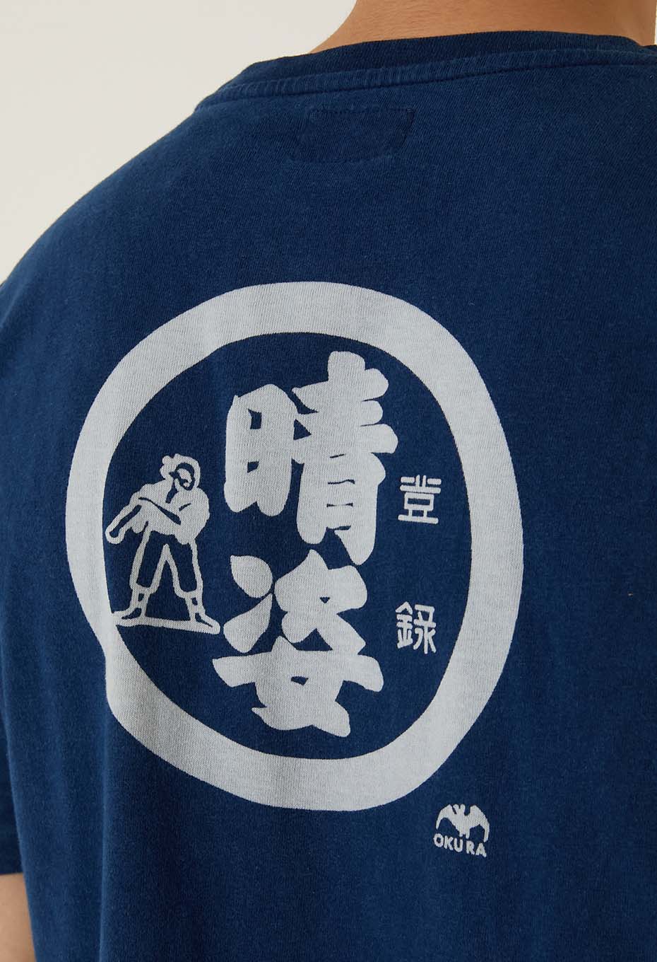 晴姿 バッセンバックプリント インディゴ Ｔシャツ - INDIGO