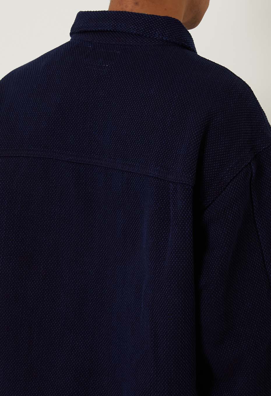 Woven Pure Indigo Light Sashiko Trucker Jacket - INDIGO