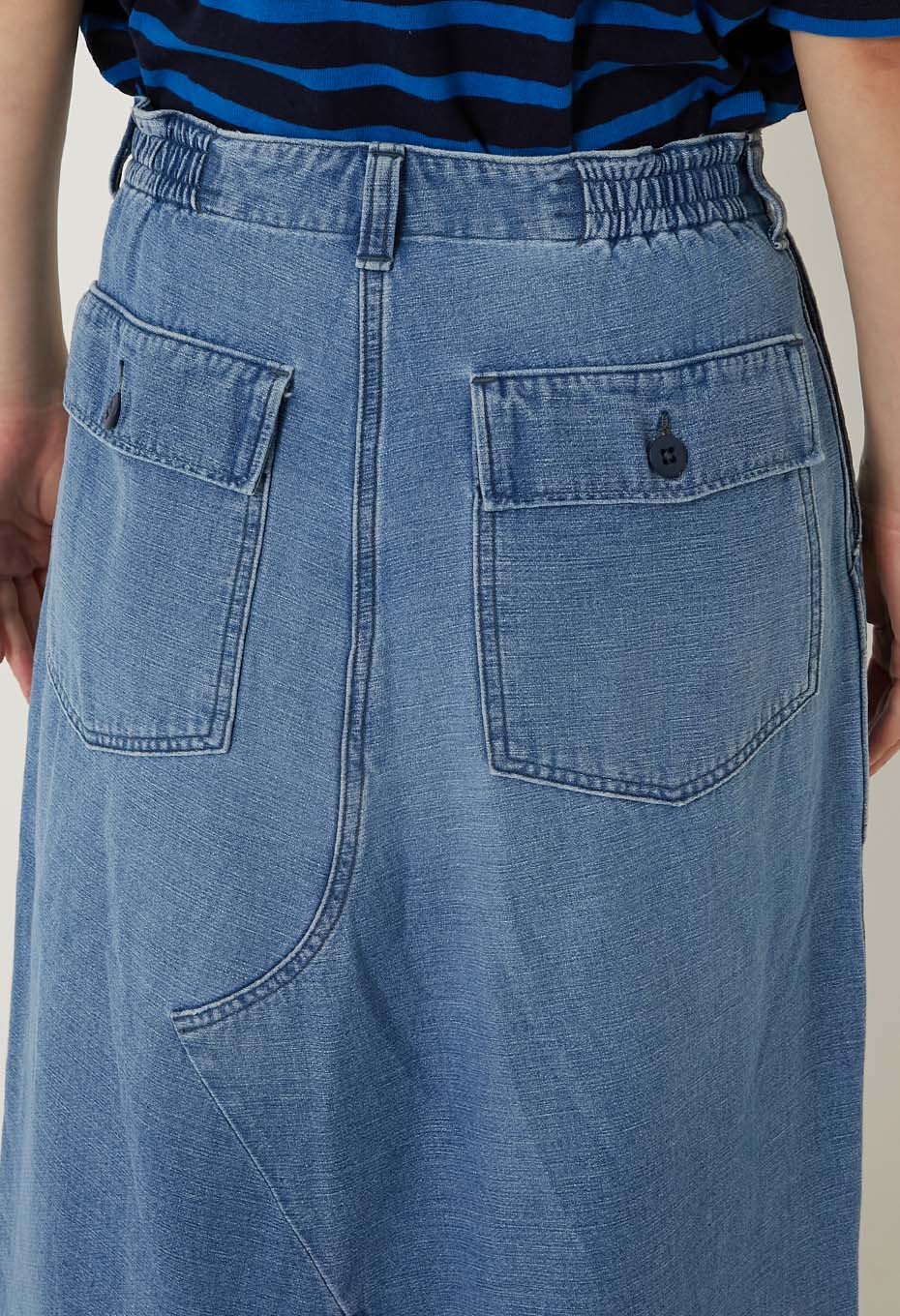 インディゴバックサテン ベイカースカート - BLUE