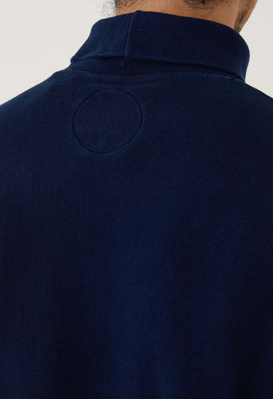 Mullite Teleco Tezome Needle Stitch Turtleneck T-shirt Unisex - INDIGO