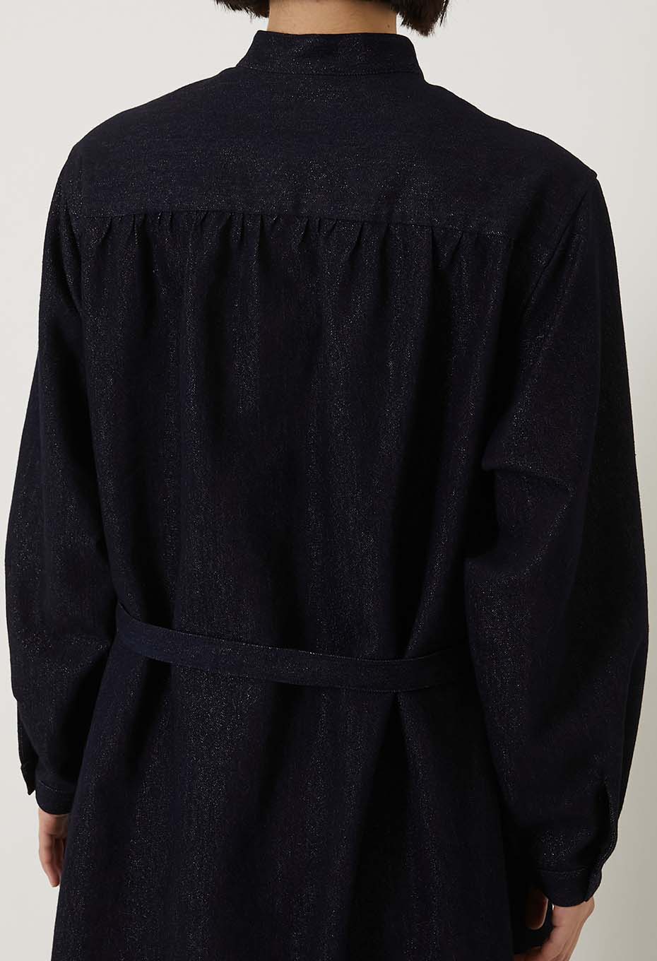 ゴールドヤーンインディゴ バンドカラーシャツワンピース - INDIGO