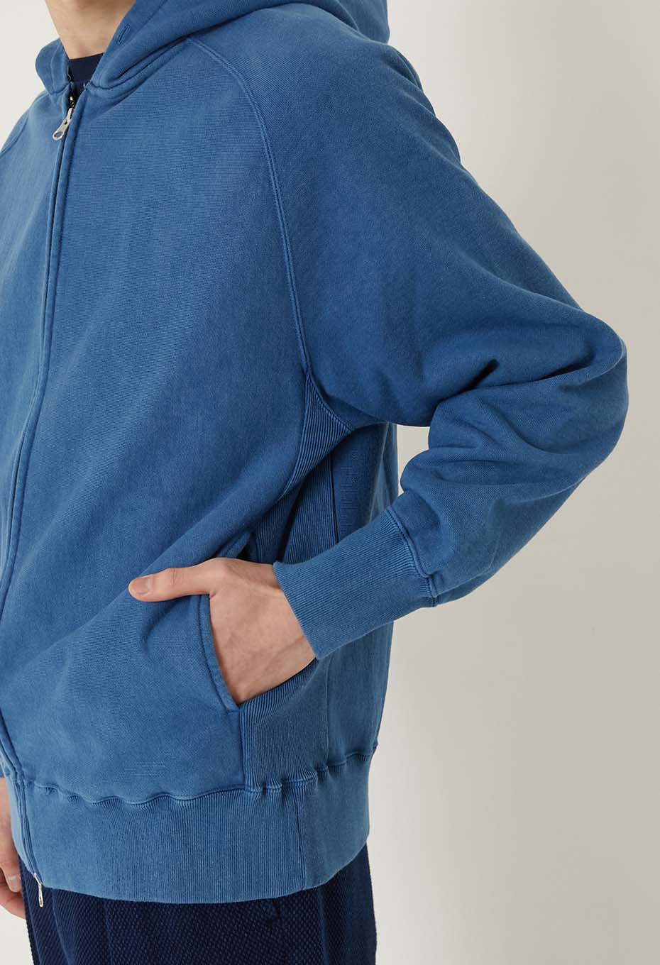 オーガニックウラケ テゾメ スウェットジップフーディ― ユニセックス - BLUE