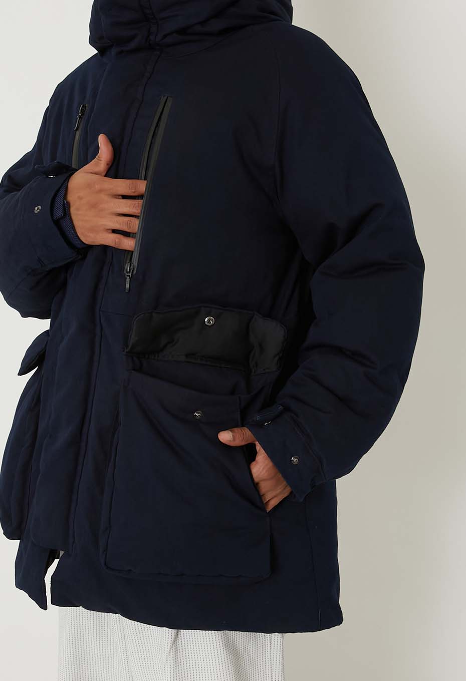 Indigo nylon satin recycled down jacket - INDIGO