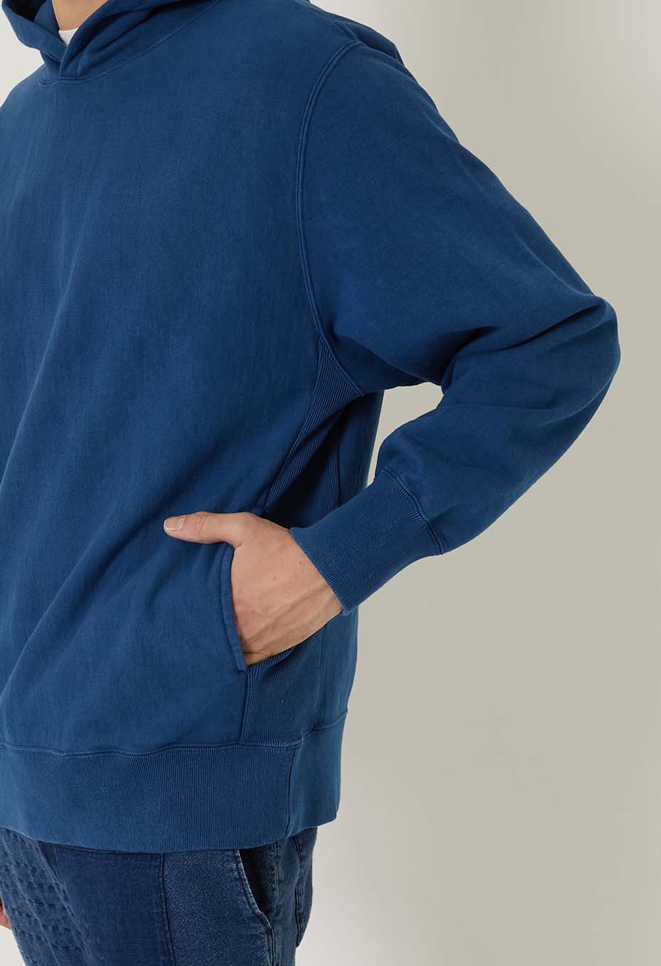 Organic Urake Tezome Sweat Pull Hoodie - BLUE