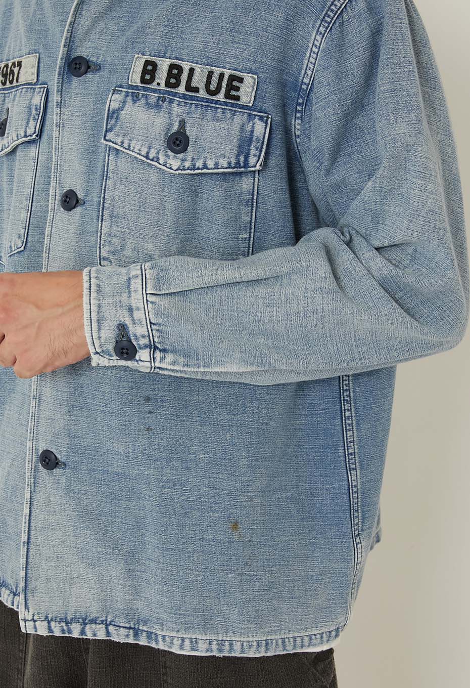 Indigo Back Satin Hard Workers Army Shirt - FADE