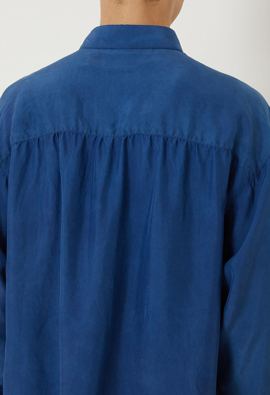 silk habatae Woven Pure Indigo  Long sleeve shirt - B