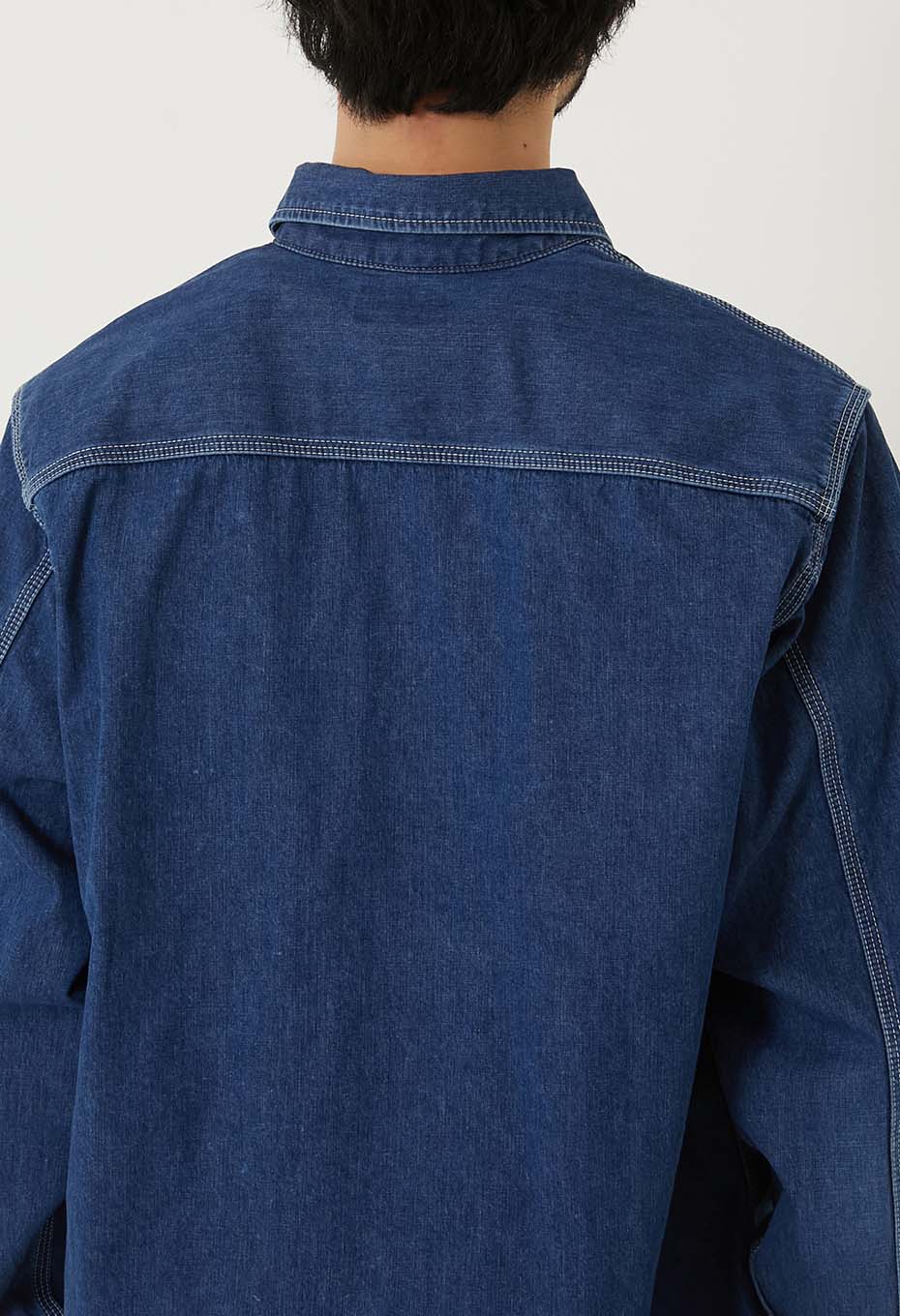 ジャカード シャツデニム 2ポケットワークシャツ /VINTAGE WASH - BLUE
