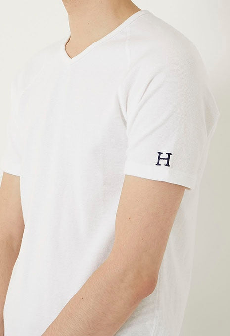 ストレッチフライス Vネックショートスリーブ Tシャツ - WHITE