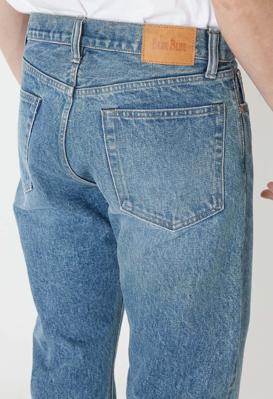 Selvedge denim fade slim straight jeans - BLUE