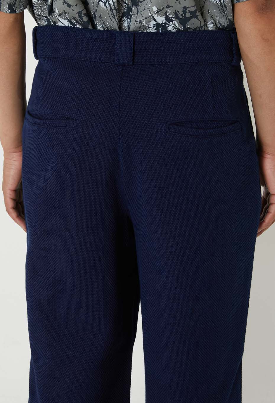 Woven Pure IndigoLight Sashiko Tuck Wide Pants - INDIGO