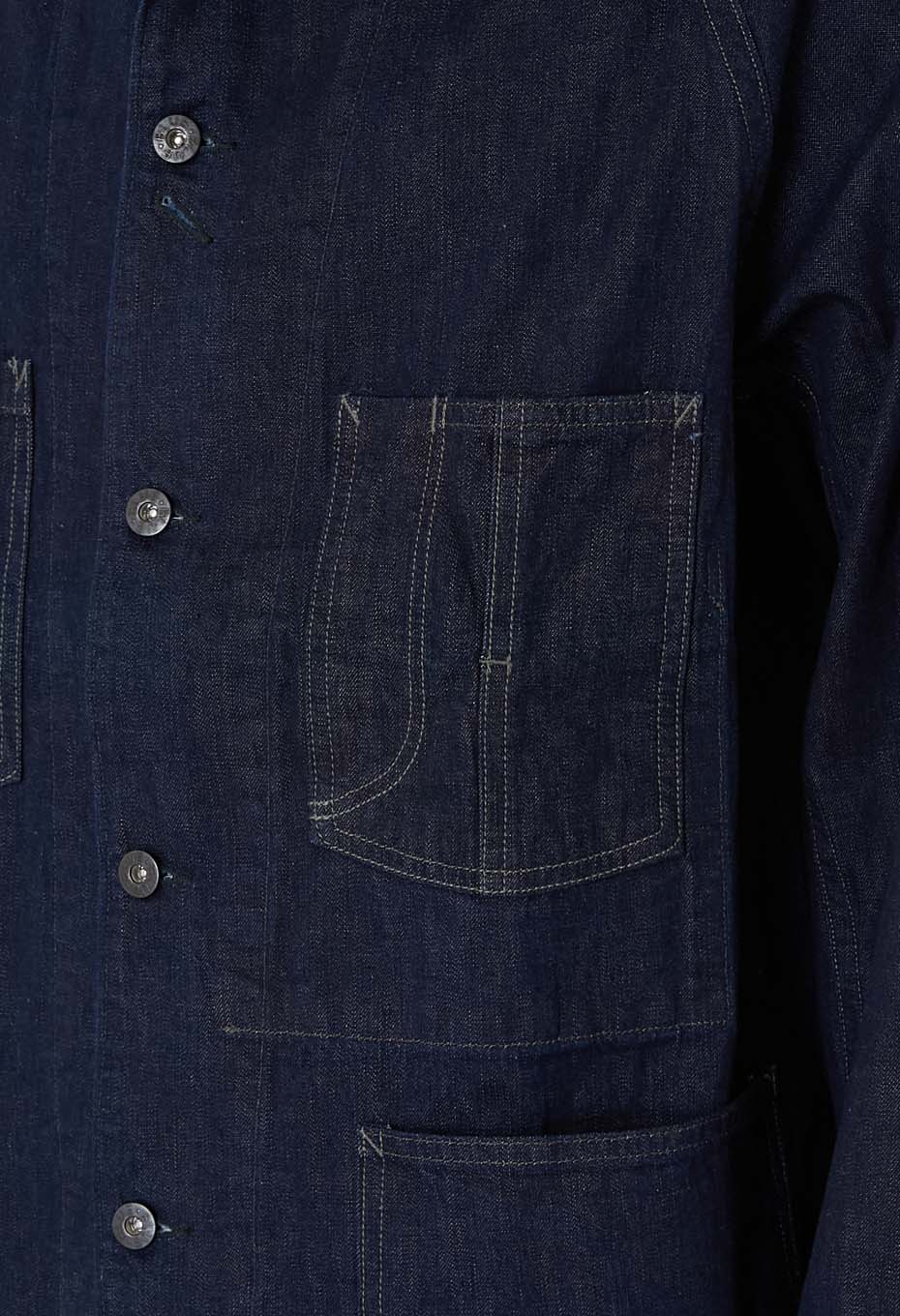 JK101 セルビッチライトデニム ラグランスリーブカバーオール - INDIGO