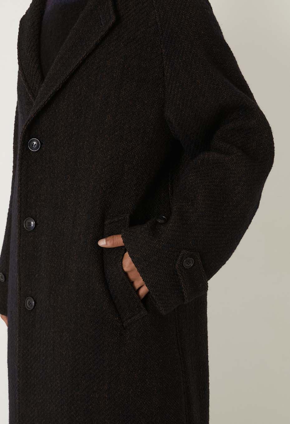 Roving tweed chester coat - DARK NAVY