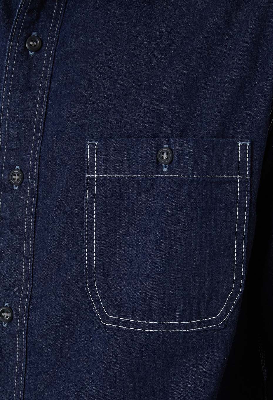 Jacquard shirt denim 2 pocket work shirt - INDIGO