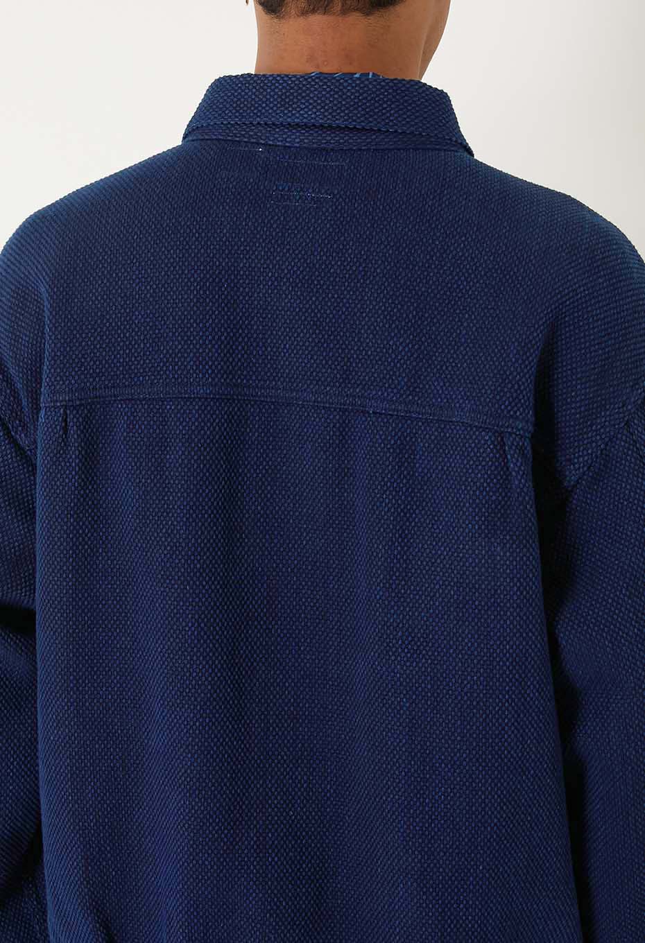 Woven Pure Indigo Light Sashiko Trucker Jacket - INDIGO