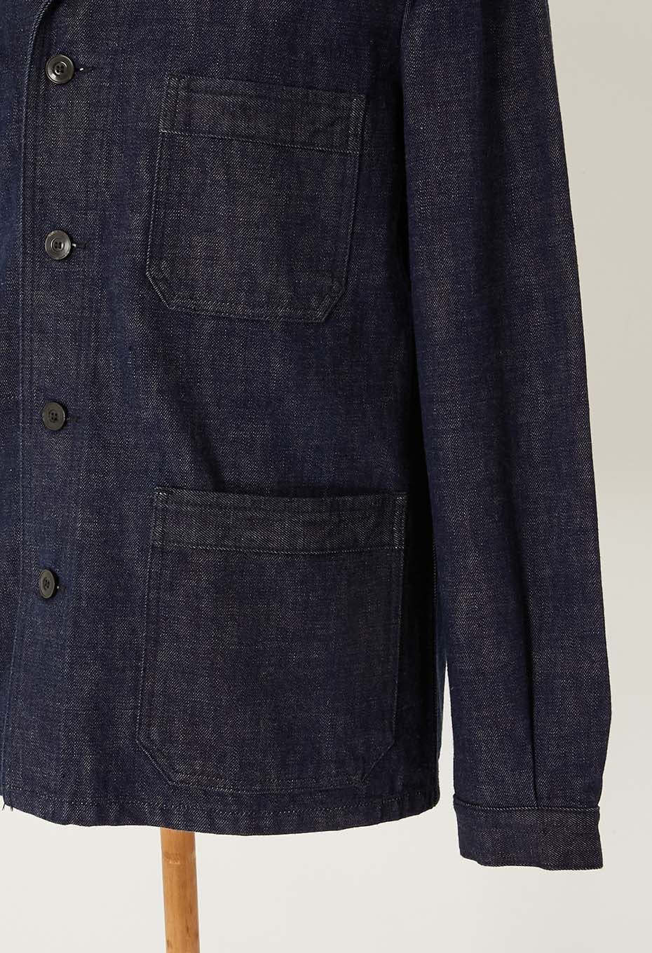 JAPAN DORAKU Natural Woven Pure Indigo  Selvedge denim work jacket - INDIGO