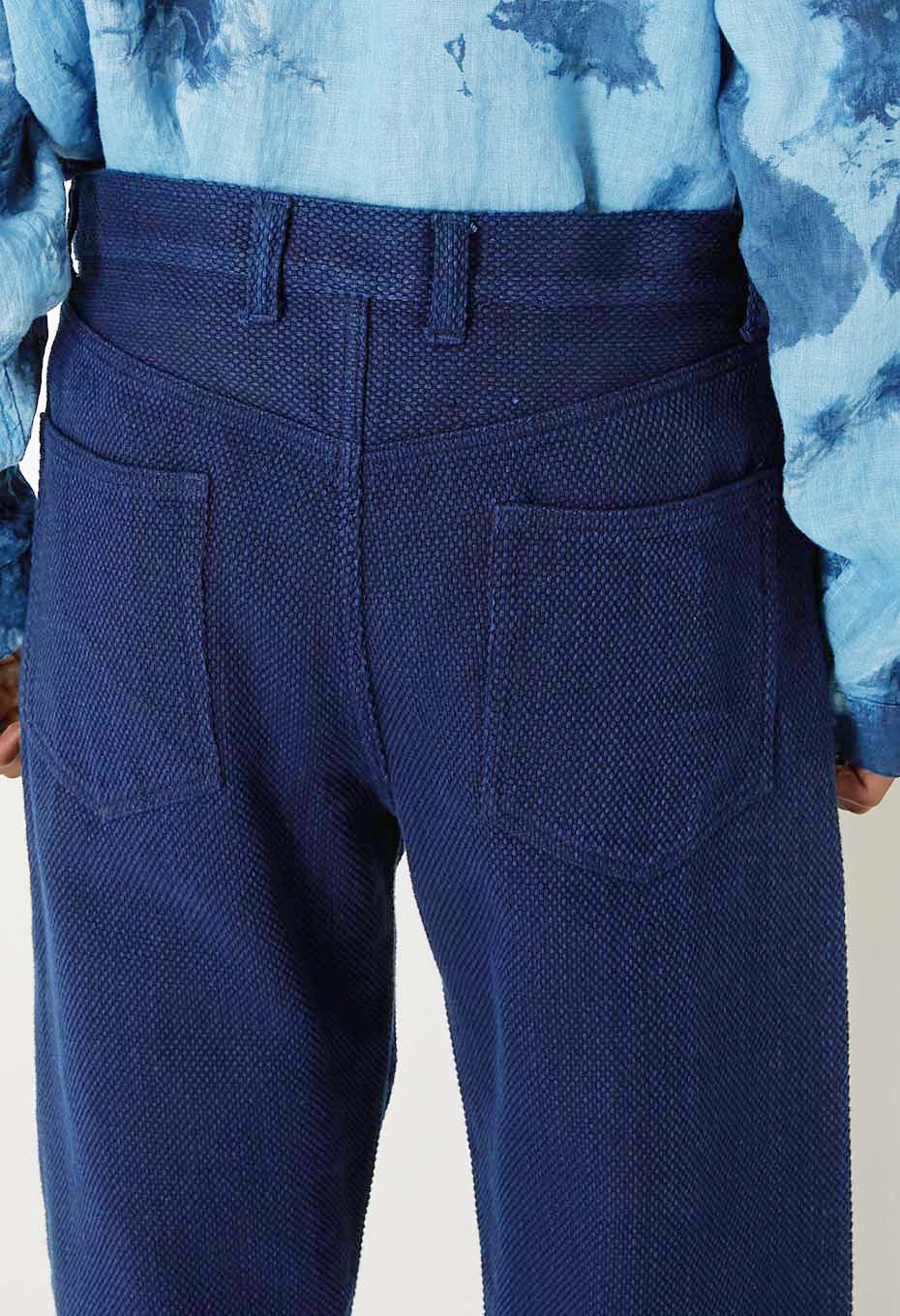 Woven Pure Indigo Light Sashiko Jeans - INDIGO