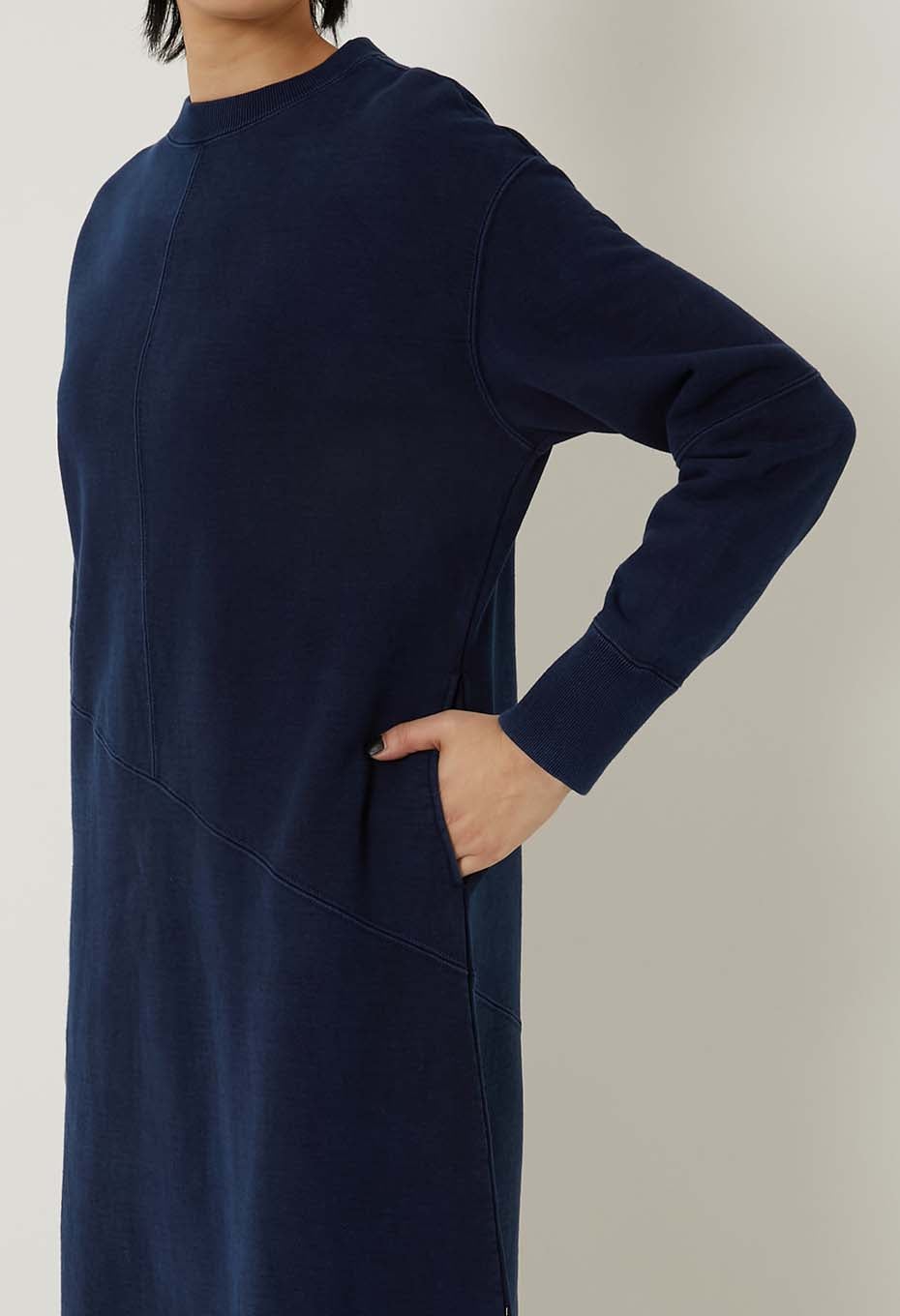 Organic Urake Tezome Sweat Dress - INDIGO