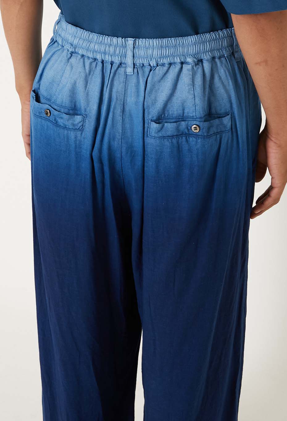 Indigo Tezome Gradient Linen Easy Pants - INDIGO
