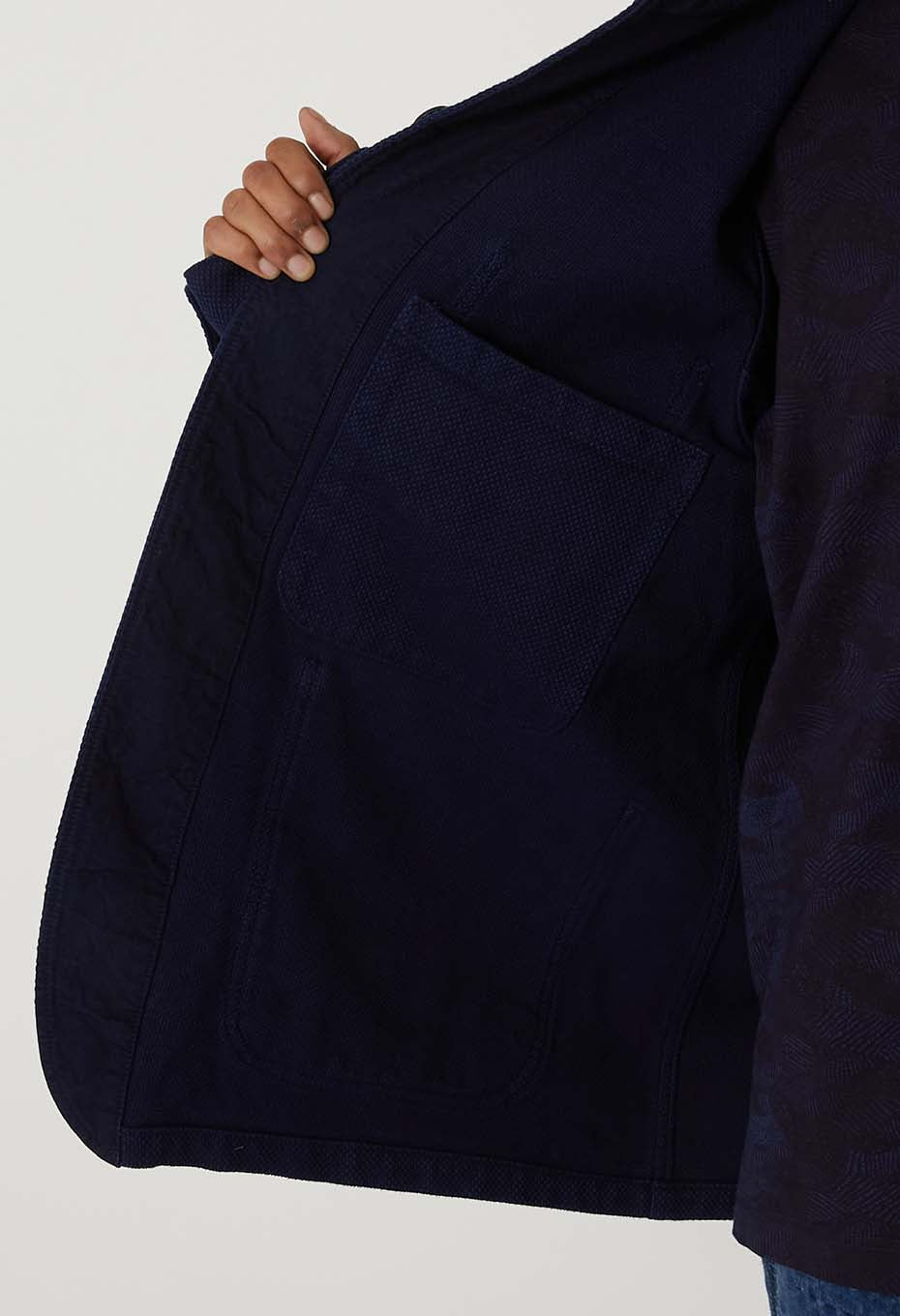Woven Pure Indigo  Nijuori Sashiko Coverall - INDIGO