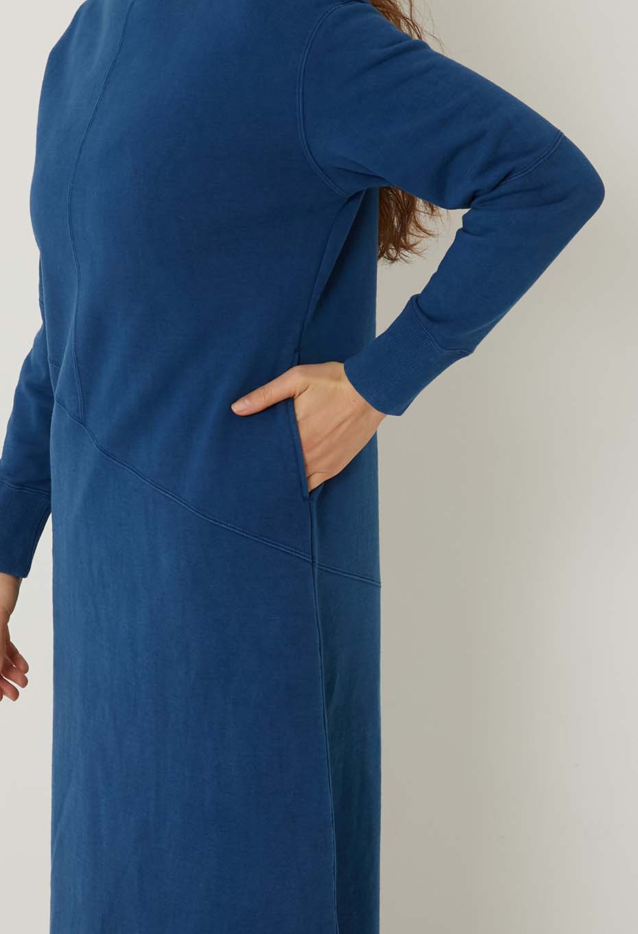 Organic Urake Tezome Sweat Dress - BLUE