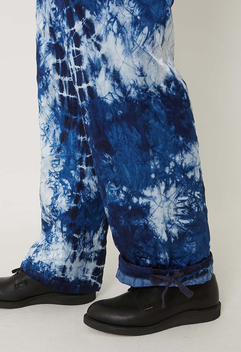 Indigo Kasane Shibori Quilted Draw Pants - INDIGO
