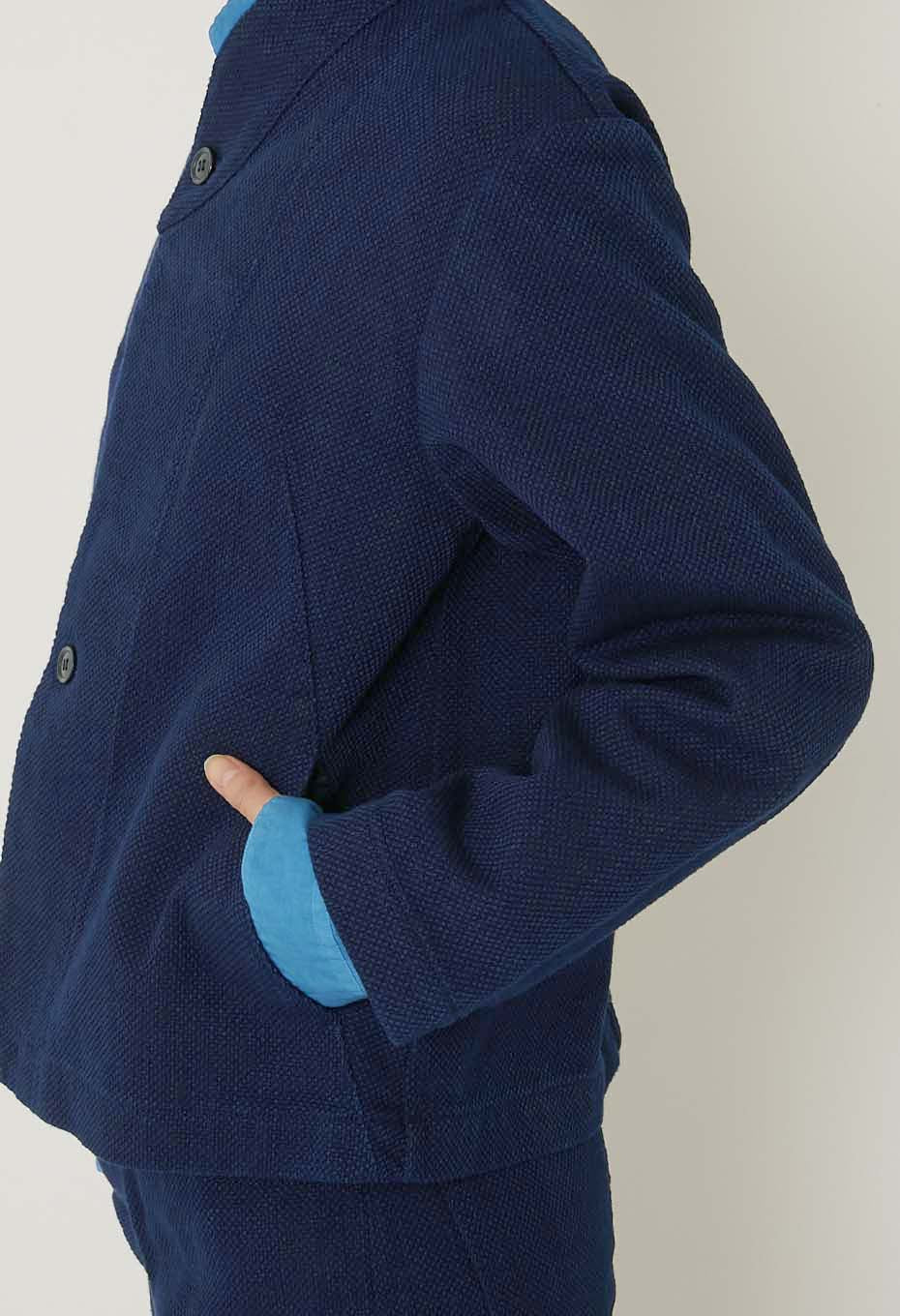 Woven Pure Indigo Nijuorisashiko Haori Jacket Women's - INDIGO