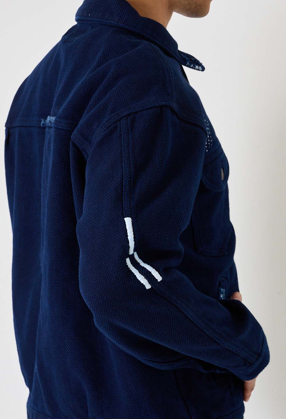 REWORK Woven Pure Indigo  Nijuorisashiko Trucker Jacket - INDIGO