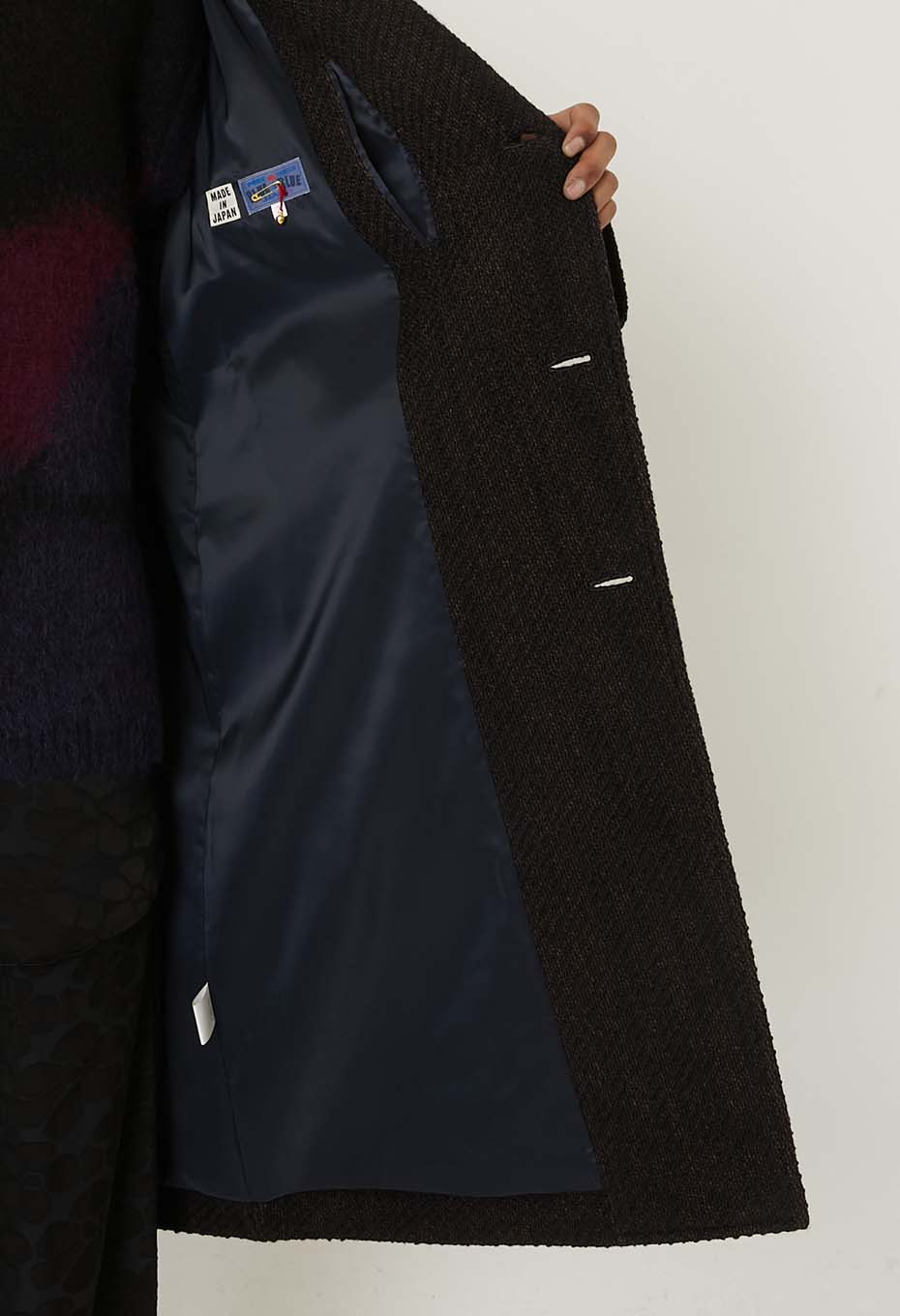 Roving tweed chester coat - DARK NAVY