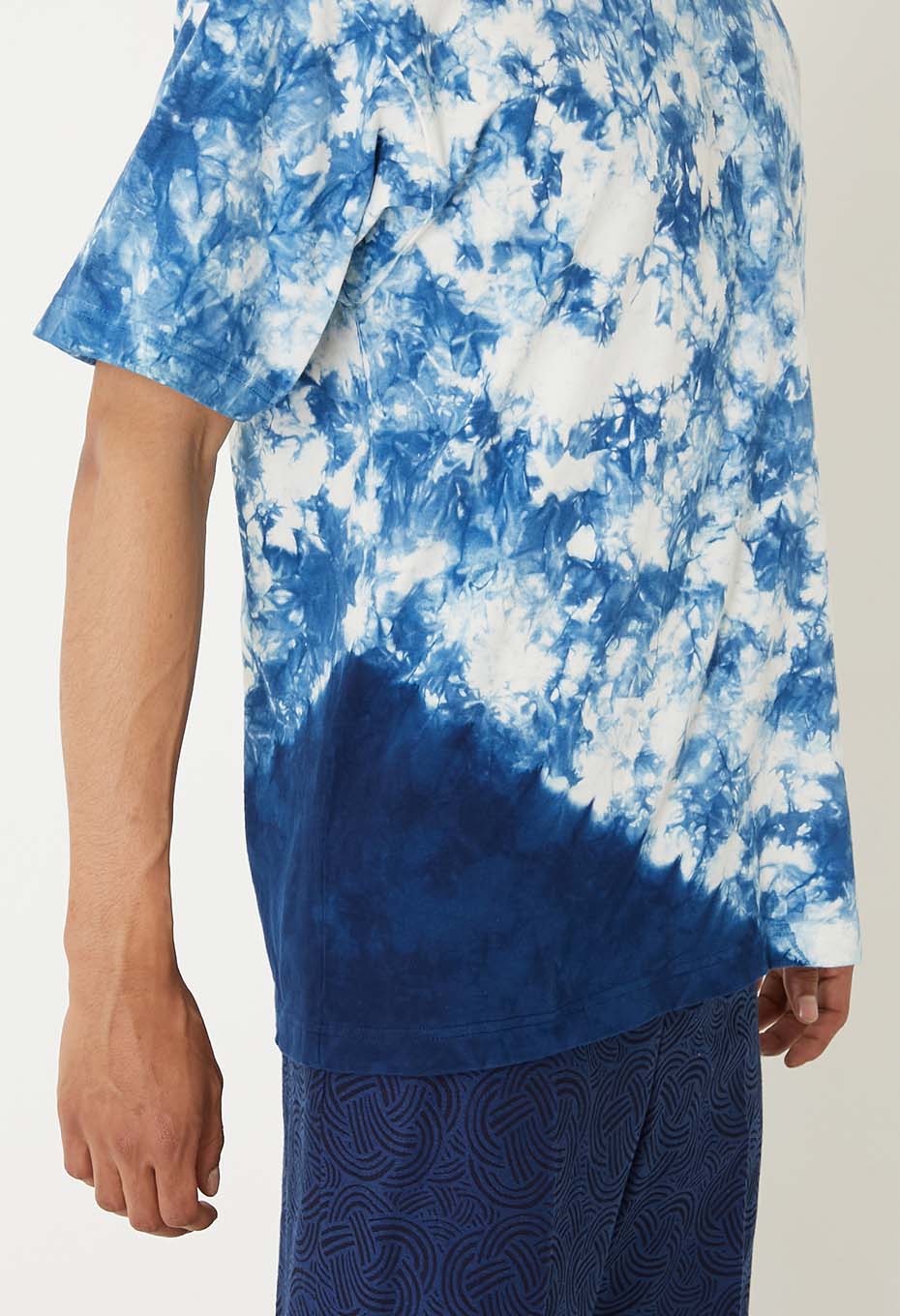 Woven Pure Indigo  Muraku Moshibori short sleeve T-shirt - INDIGO