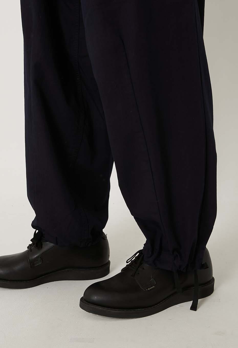 Indigo nylon satin wide dart pants - INDIGO