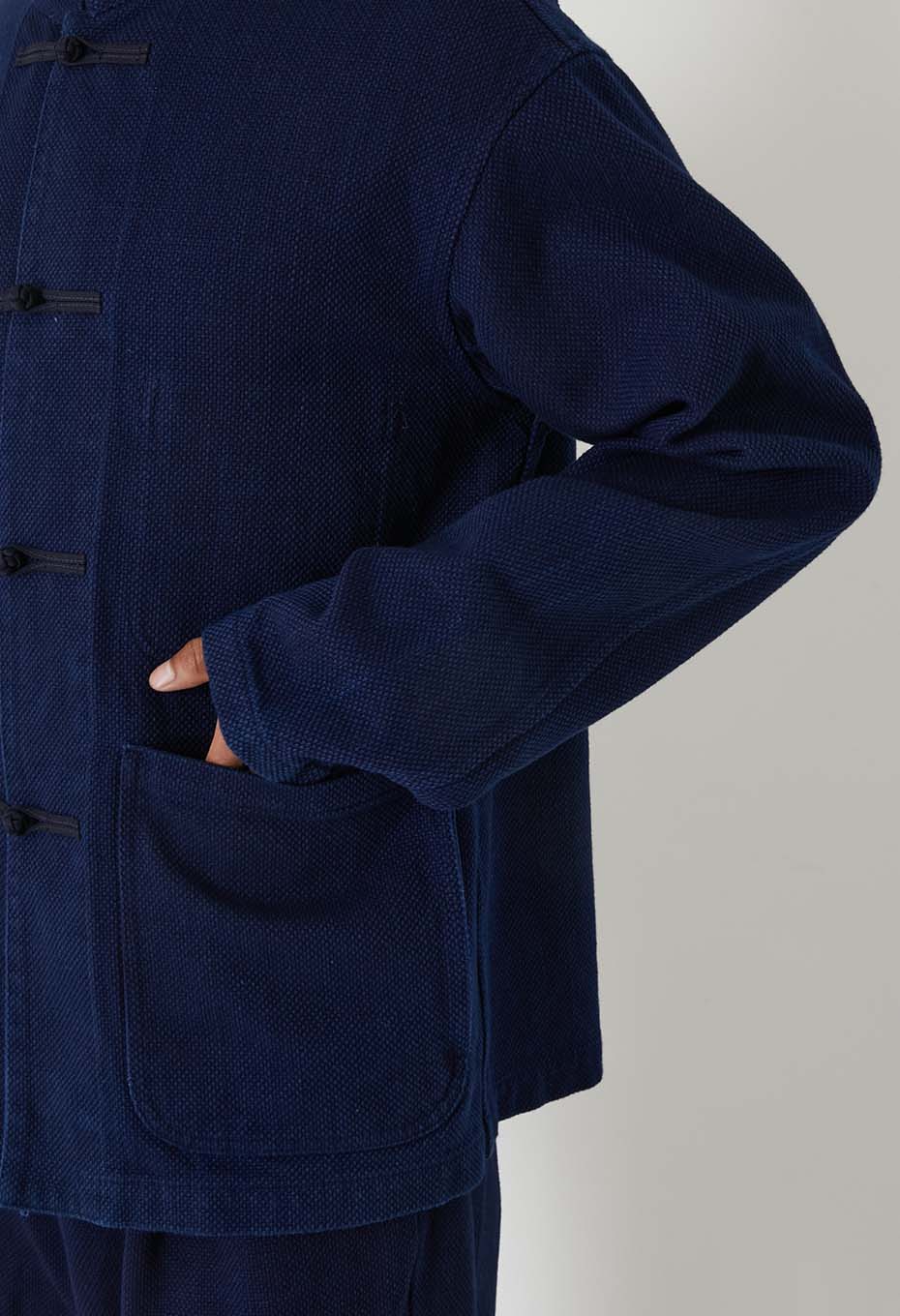 Woven Pure Indigo Oriental Jacket - INDIGO
