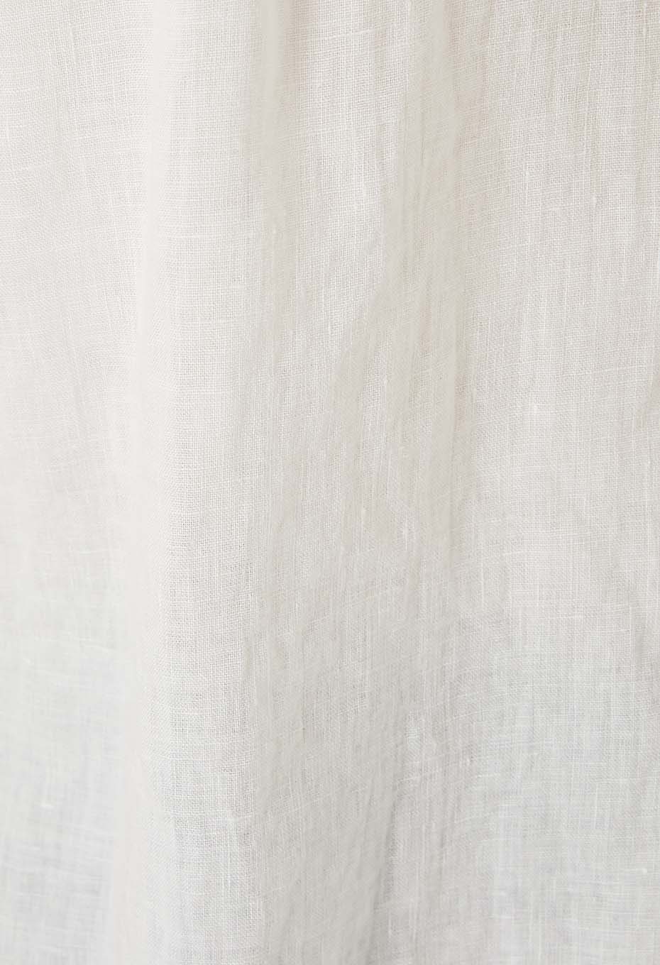 Linen stand collar long sleeve shirt - WHITE