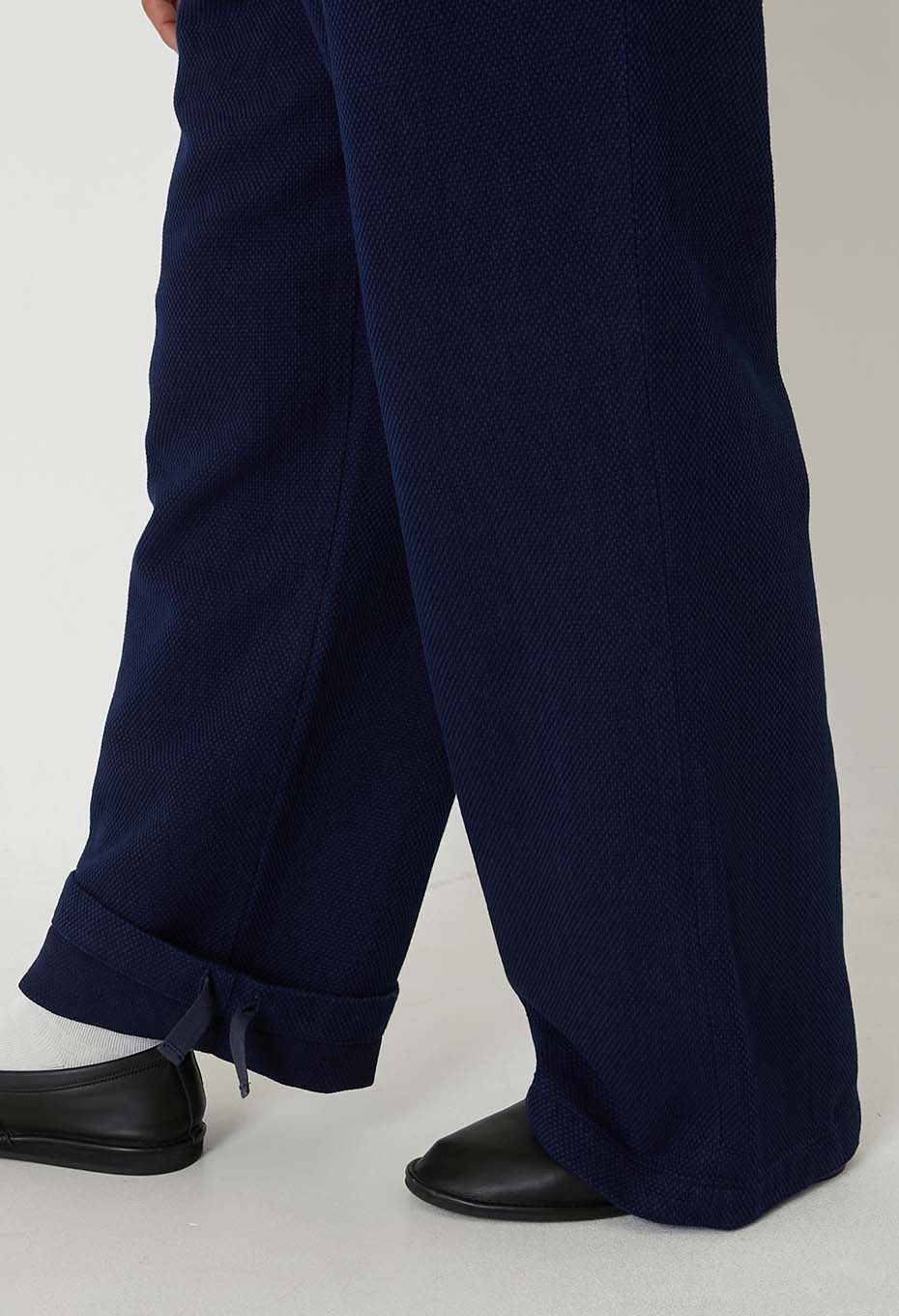 Woven Pure IndigoLight Sashiko Tuck Wide Pants - INDIGO