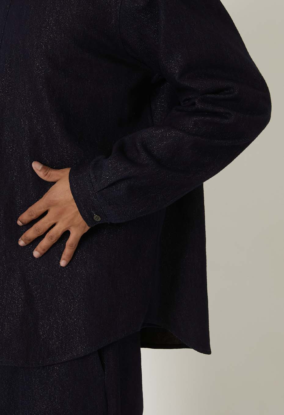 ゴールドヤーンインディゴ プルオーバーロングスリーブシャツ - INDIGO