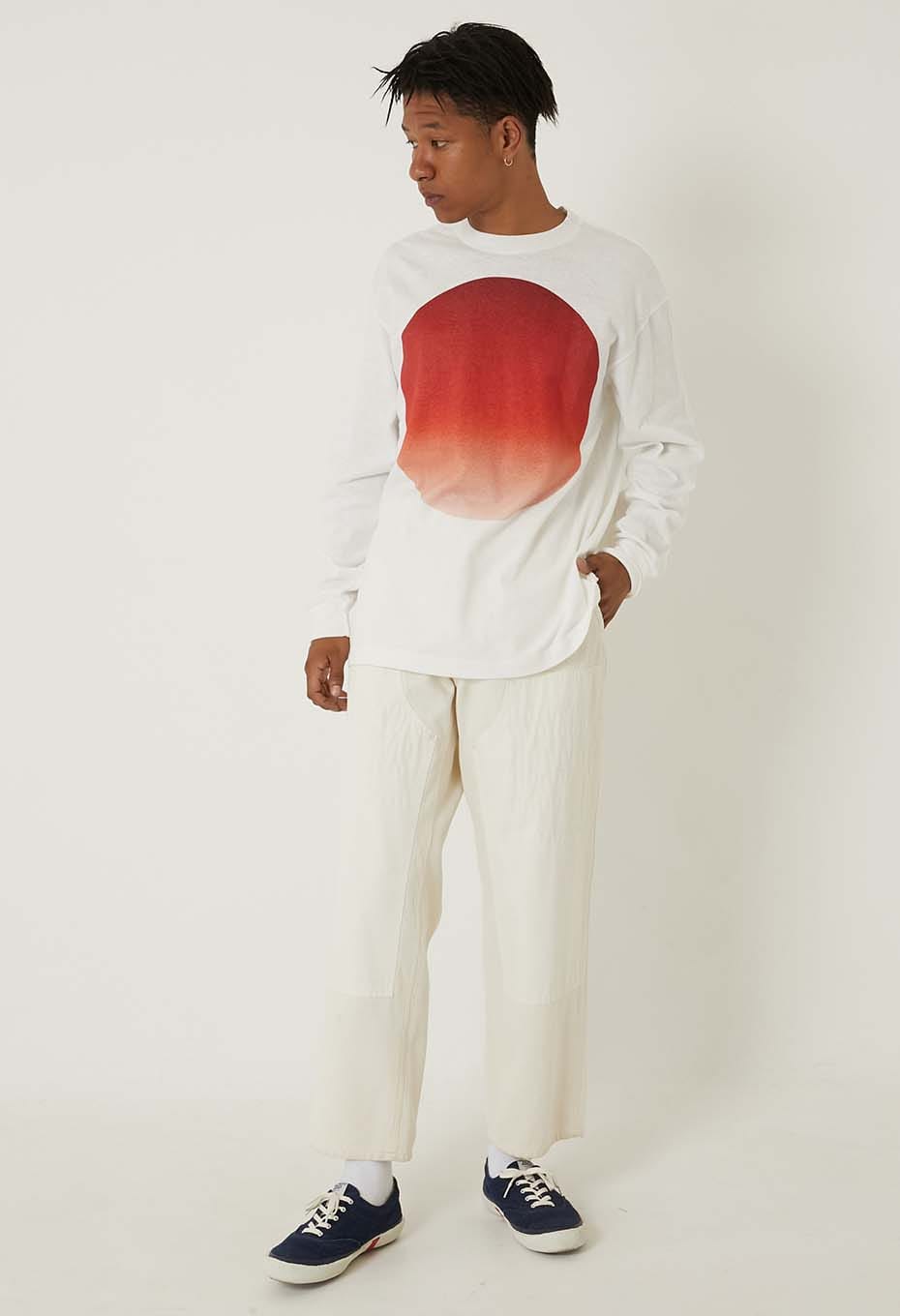 ムライトテンジク オオマルグラデーション ロングスリーブＴシャツ - RED
