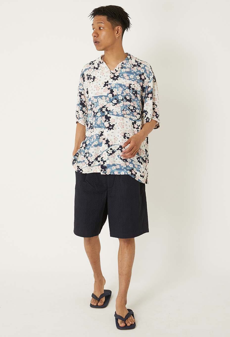 Sakura Nagare short sleeve shirt - WHITE