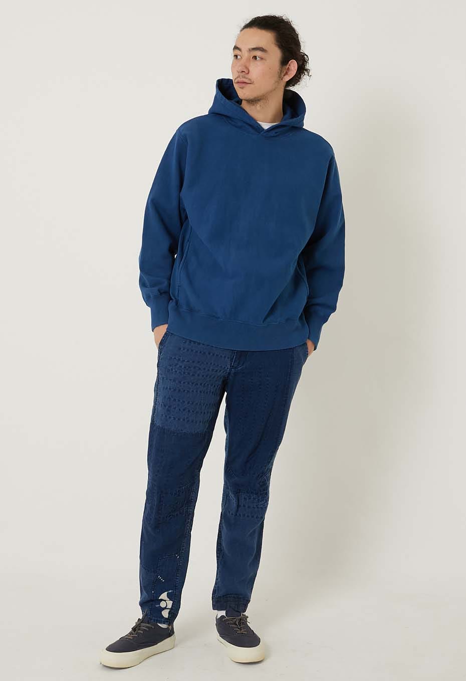 Organic Urake Tezome Sweat Pull Hoodie - BLUE