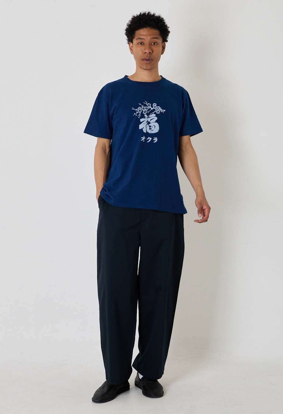 フクオクラ インディゴバッセン Tシャツ - INDIGO